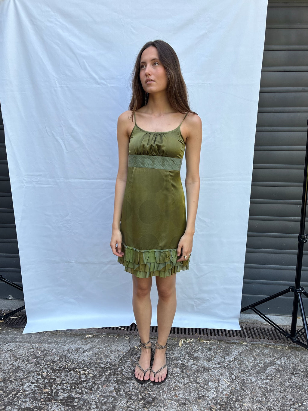 The short olive dress