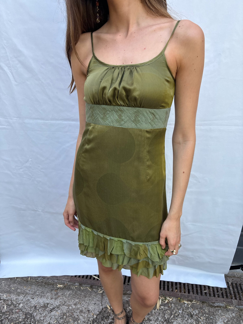 The short olive dress