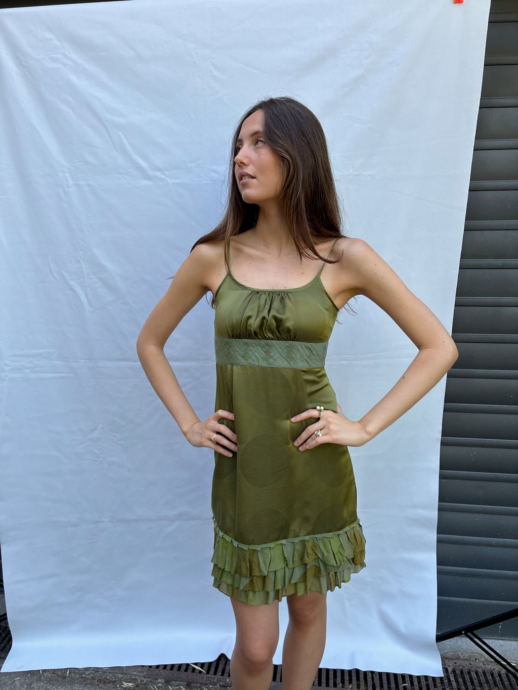 The short olive dress