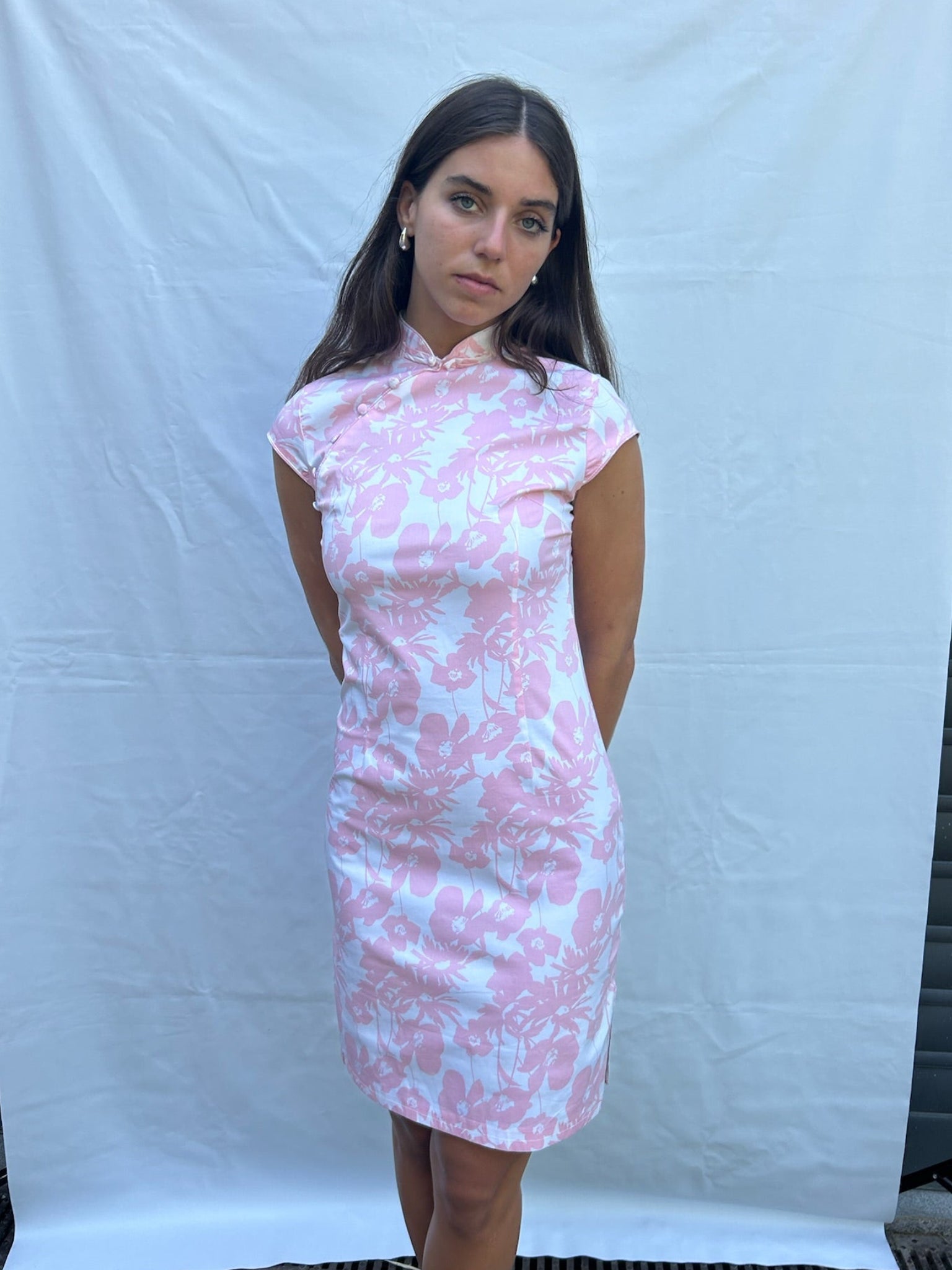 pink oriental jacquard bodycon dress House OF CB Ophelle Lace-Up Bodycon Midi Dress